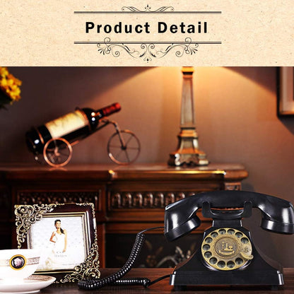 Rotary Phones for Landline, Retro Landline Telephone Old Fashion Home Phones with Mechanical Ringer and Speaker Function(Black)