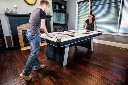 Blazer 7' Air Hockey Table with Heavy-Duty Blower, Electronic Scoring, Leg Levelers, and Overhang Rail