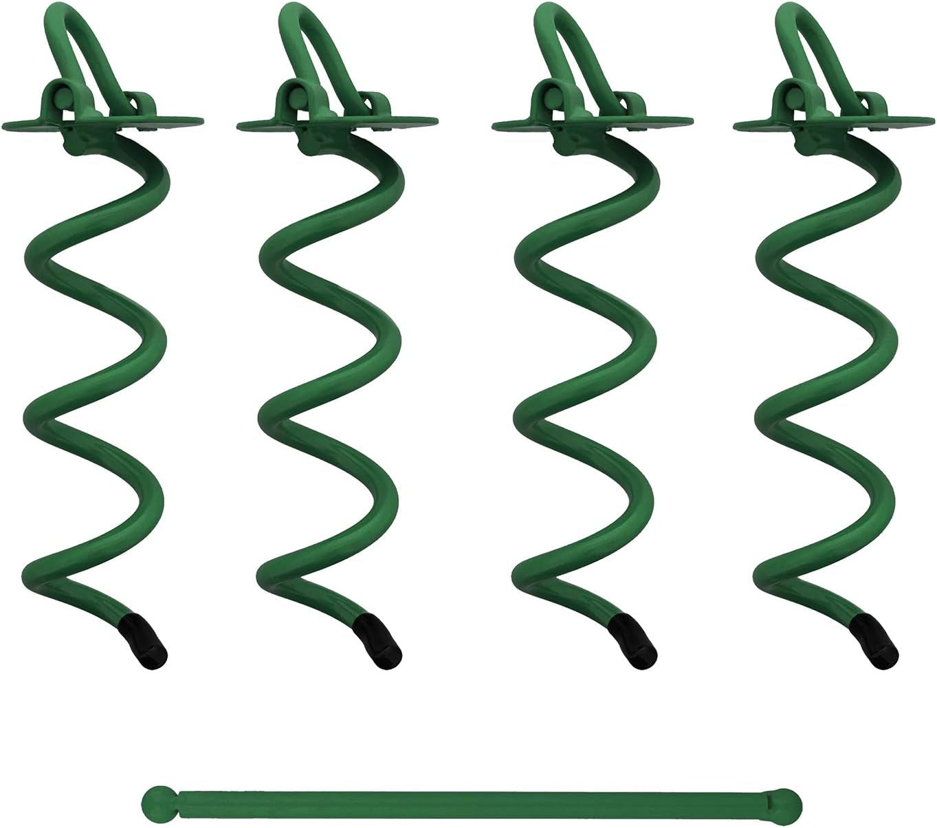 Spiral Ground Anchors - 8 Inch Tent Stakes Heavy Duty Ground Screw Anchor Twist Stakes, 4 Pack