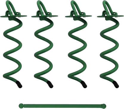 Spiral Ground Anchors - 8 Inch Tent Stakes Heavy Duty Ground Screw Anchor Twist Stakes, 4 Pack