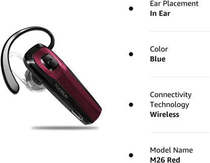 TOORUN M26 Bluetooth Headset with Noise Cancelling Compatible with Smart Phones