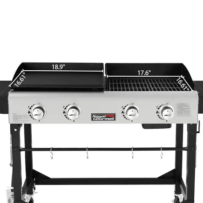 4 - Burner Gas Grill and Griddle Combo with Side Table