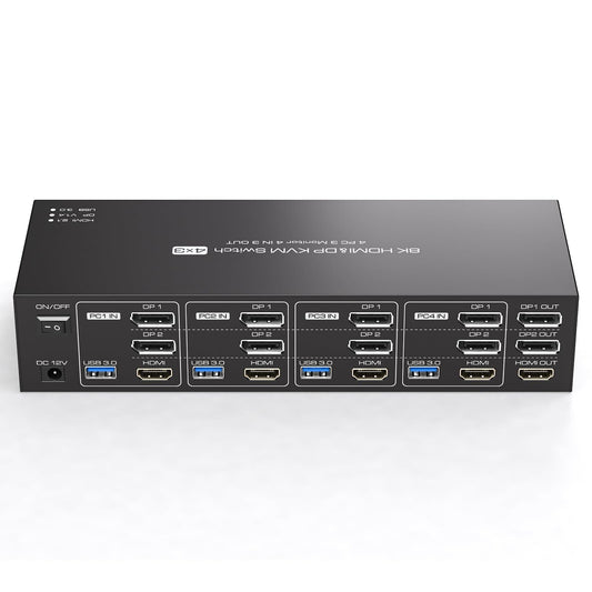 4K144Hz HDMI + 2 Displayport KVM Switch 3 Monitors 4 Computers 8K KVM Switche...