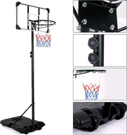 Basketball Hoop Basketball Goal System Height Adjustable 5.8Ft-7Ft Court for Kid & Adult Indoor Outdoor Use