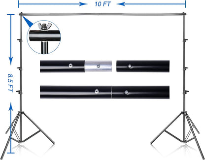 Photo Video Studio 8.5 X 10Ft Green Screen Backdrop Stand Kit, Photography Background Support System with 10 X12Ft 100% Cotton Muslin Chromakey Backdrop