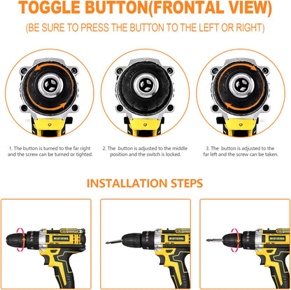 Cordless Drill Tool Kit Set 12V Power Drill Impact Driver with Home Tool Kit Professional Household Hand Toolkit with Toolbox