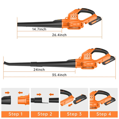 Cordless Leaf Blower, 20V Handheld Electric Leaf Blowers with 2 X Battery & Charger, 2 Speed Mode, 320CFM 165MPH, Lightweight Battery Powered Leaf Blowers for Leaf/Snow/Dust Blowing