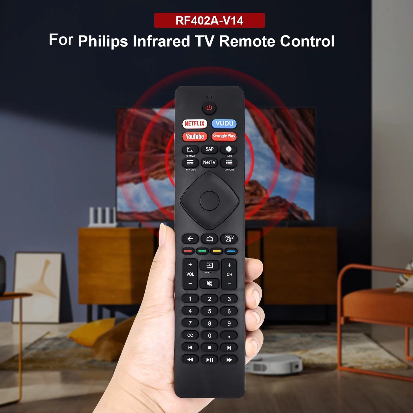 Replacement Android TV Remote Control for Philips Android TV Smart LED TV 4K Ultra HD TV (No Voice)