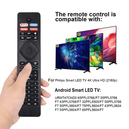 Replacement Android TV Remote Control for Philips Android TV Smart LED TV 4K Ultra HD TV (No Voice)