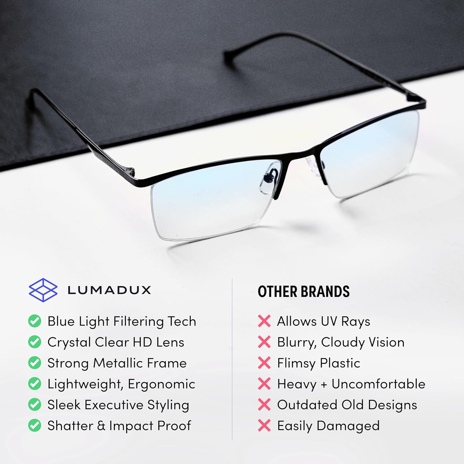 Computer Blue Light Glasses Men Blocking for Reading, Eye Strain Headaches and Blurry Vision | Blocker Gaming Glasses