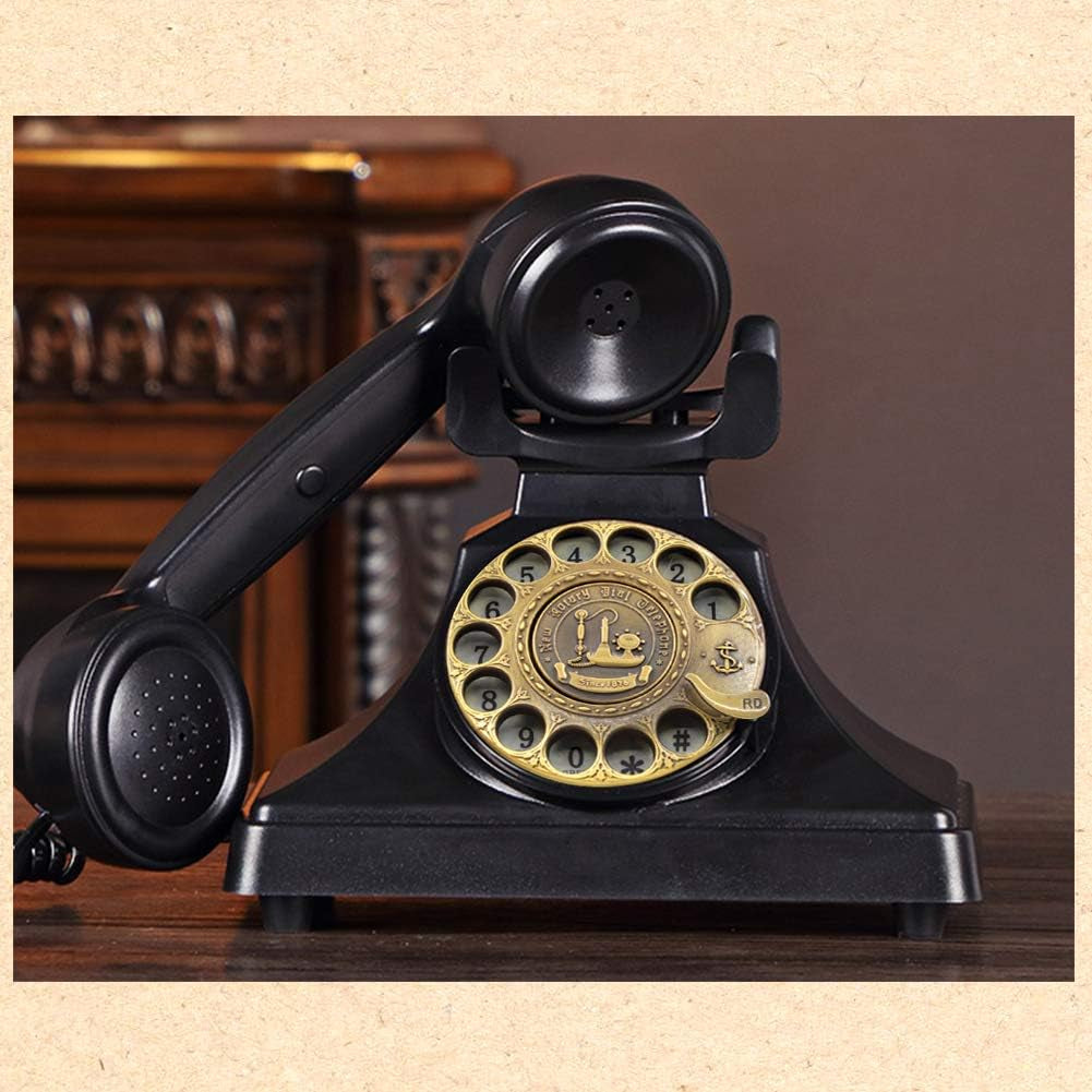 Rotary Phones for Landline, Retro Landline Telephone Old Fashion Home Phones with Mechanical Ringer and Speaker Function(Black)