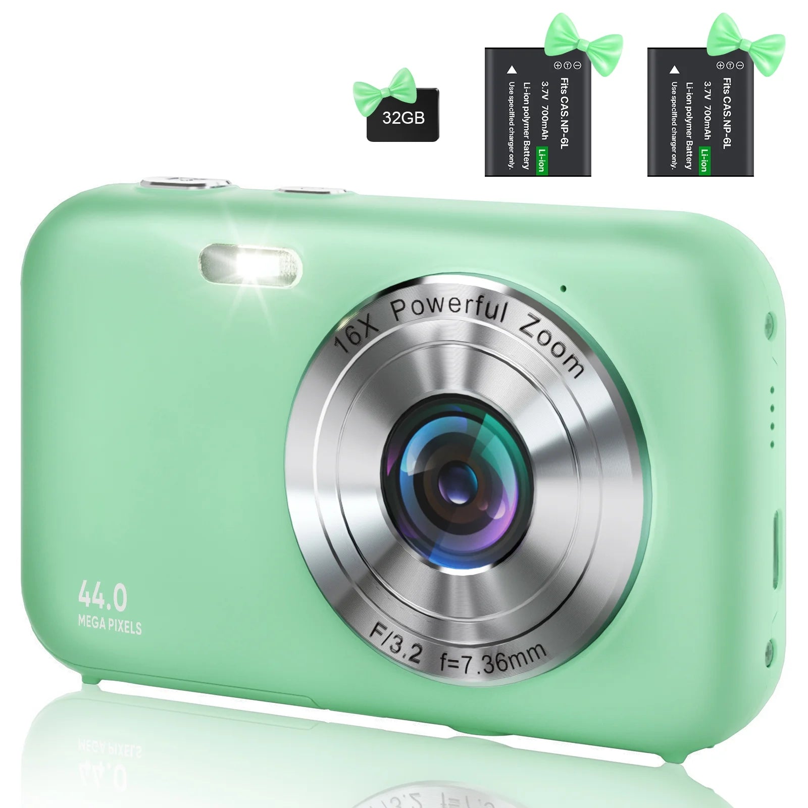 Digital Camera 1080P Kids Camera 16X Digital Zoom Portable Small Camera Point and Shoot Camera Mini Digital Camera for Teens Kids Seniors with 32GB Card(Green)