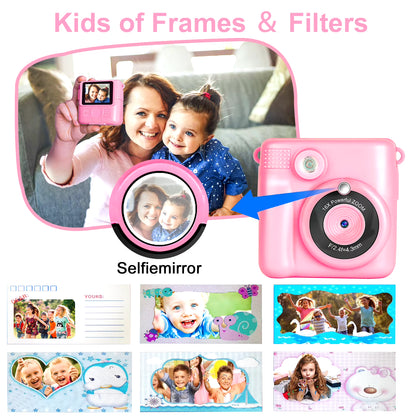 Kids Camera Instant Print Camera for Kids Printing Camera Toy Birthday Gifts Present for Girls Boys Digital Camera Print Photos