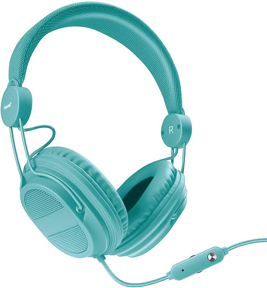 DGHP-5537 Kid Friendly Headphones with Mic and Music Volume, Turquoise