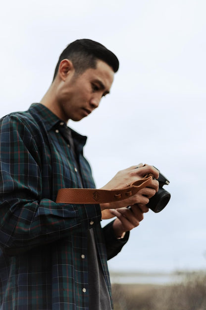 Tan Leather Camera Strap, Soft, Adjustable, Universal Compatibility, DSLR & SLR Camera (Suede, Metal), Canon, Nikon