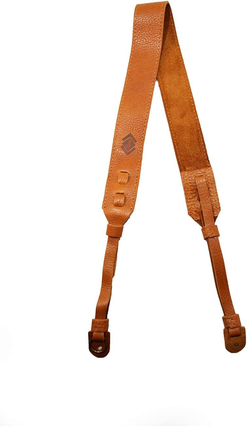 Tan Leather Camera Strap, Soft, Adjustable, Universal Compatibility, DSLR & SLR Camera (Suede, Metal), Canon, Nikon