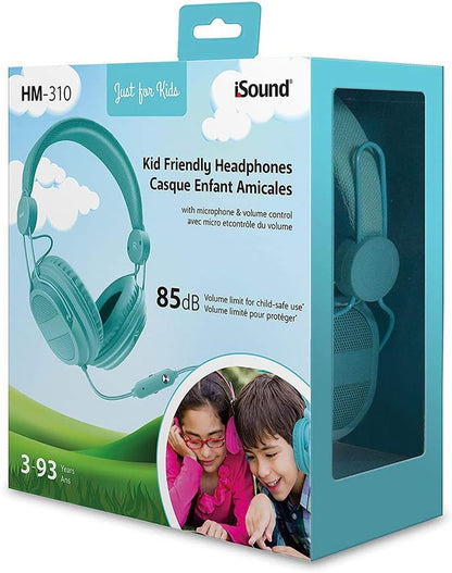 DGHP-5537 Kid Friendly Headphones with Mic and Music Volume, Turquoise