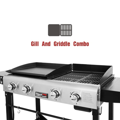 4 - Burner Gas Grill and Griddle Combo with Side Table