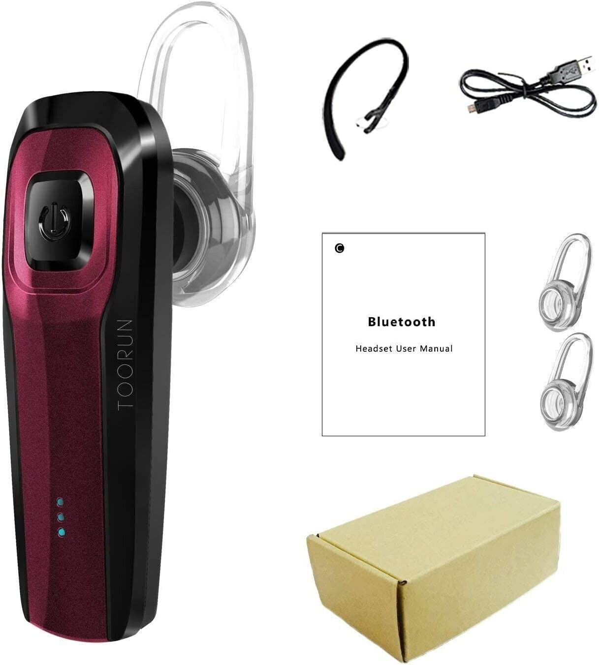 TOORUN M26 Bluetooth Headset with Noise Cancelling Compatible with Smart Phones