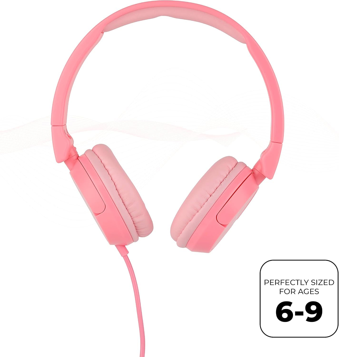 over the Ears Kids Headphones - Wired - Volume Limiting Technology for Developing Ears, Ages 6-9, Perfect for Learning from Home, Pink