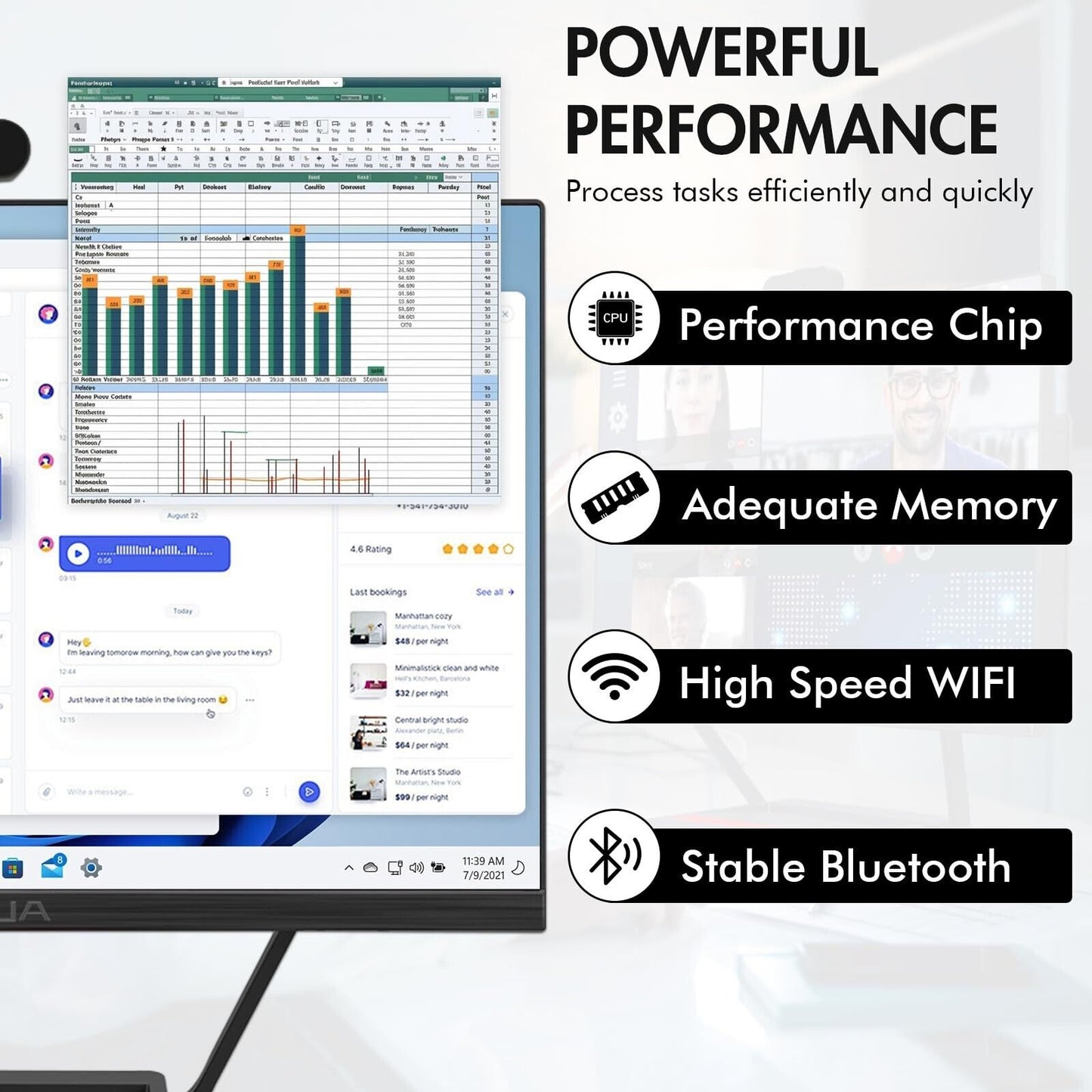 24” Computers with Charging Panel, I7 Quad-Core Desktop Computer with Came