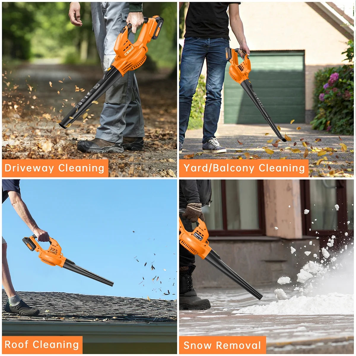 Cordless Leaf Blower, 20V Handheld Electric Leaf Blowers with 2 X Battery & Charger, 2 Speed Mode, 320CFM 165MPH, Lightweight Battery Powered Leaf Blowers for Leaf/Snow/Dust Blowing