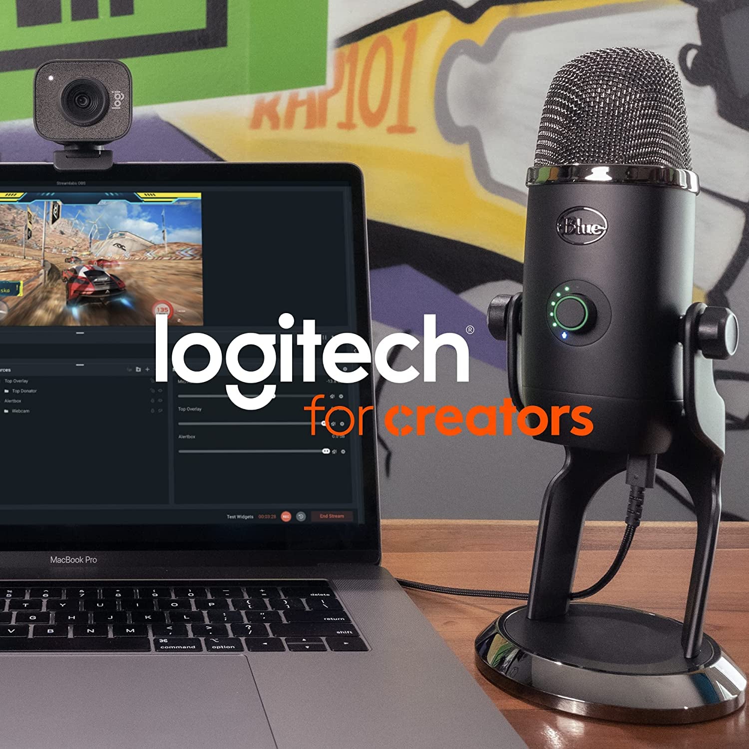 Logitech for Creators  Yeti USB Microphone for Gaming, Streaming, Podcasting, Twitch, Youtube, Discord, Recording for PC and Mac, 4 Polar Patterns, Studio Quality Sound, Plug & Play-Midnight