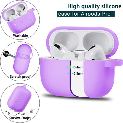 Compatible with Airpods Pro Case with Keychain,Full Protective Silicone Skin Accessories for Women Men Girl Compatible with Apple 2019 Latest Airpods Pro Case,Front LED Visible,Lavender