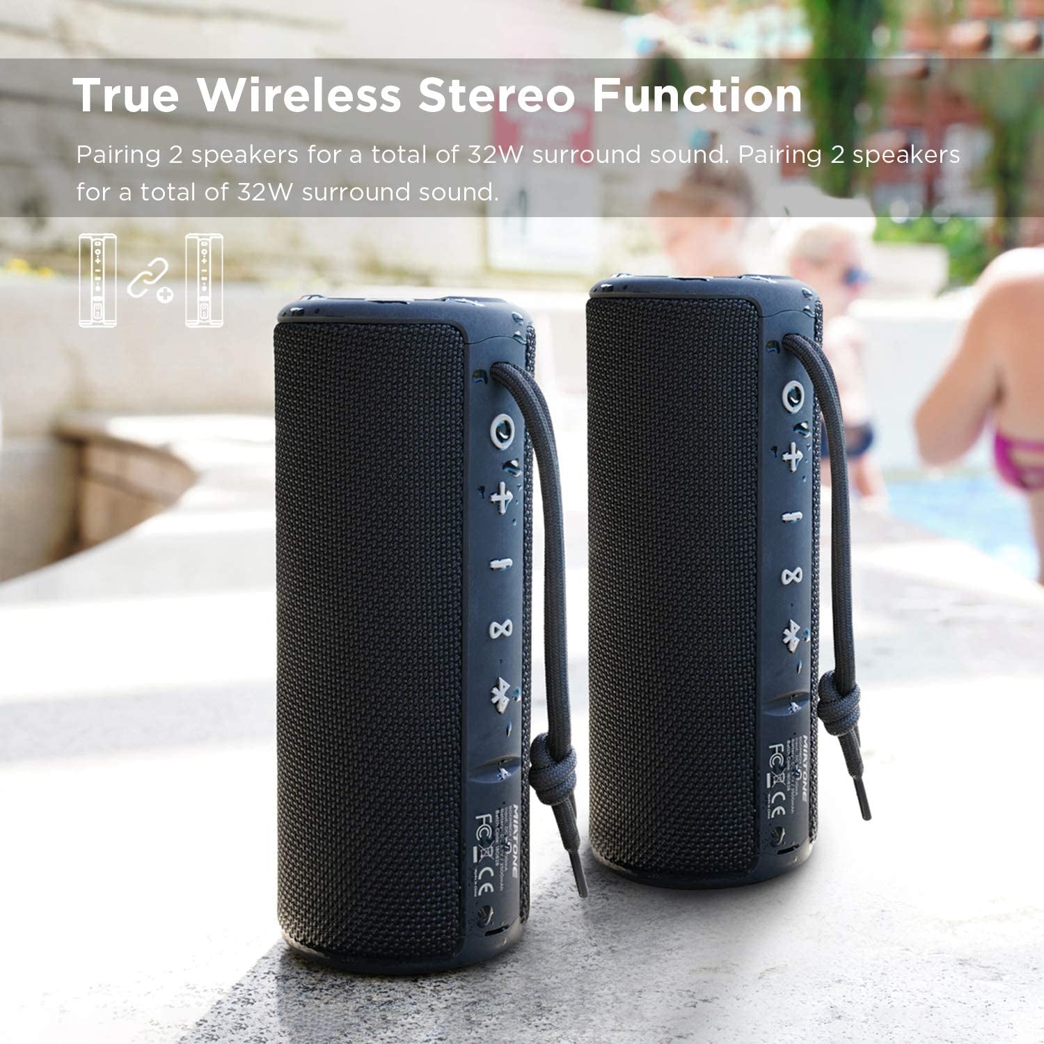 Bluetooth Speakers, Waterproof and Portable Outdoor Wireless Speaker (Black)