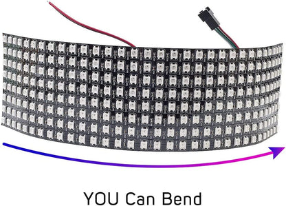 WS2812B ECO RGB Alloy Wires 5050SMD Individual Addressable 8X32 256 Pixels LED Matrix Flexible FPCB Full Color Works with K-1000C,Sp107E,Etc Controllers Image Video Text Display DC5V