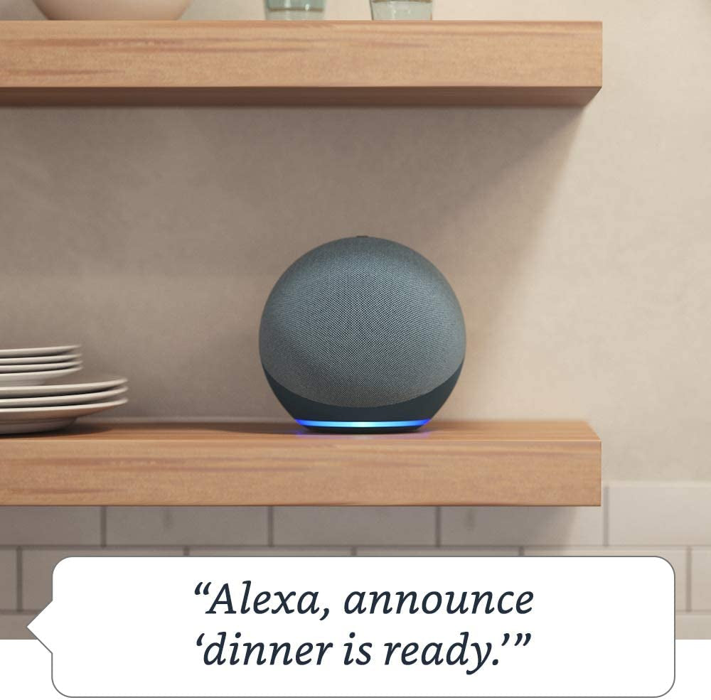 Echo (Newest Model), Alexa Speaker with Premium Sound, Ideal for Living Rooms, Kitchens and Large Bedrooms, Charcoal