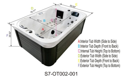 Brotherton 220 Volt 3 Person - Person 29 - Jet Acrylic Rectangle Hot Tub with Ozonator