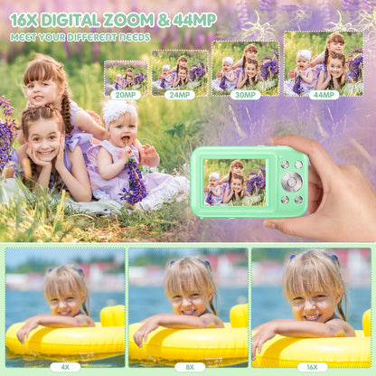 Digital Camera 1080P Kids Camera 16X Digital Zoom Portable Small Camera Point and Shoot Camera Mini Digital Camera for Teens Kids Seniors with 32GB Card(Green)