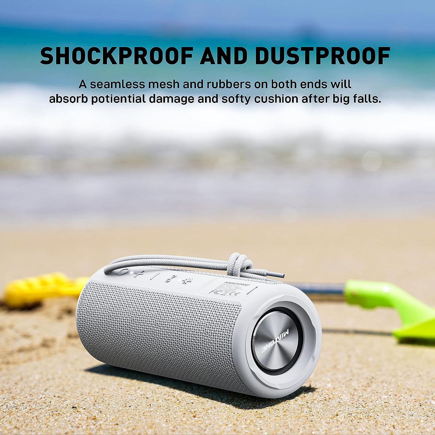 Portable Bluetooth Wireless Speaker Waterproof Shower Speaker - Grey